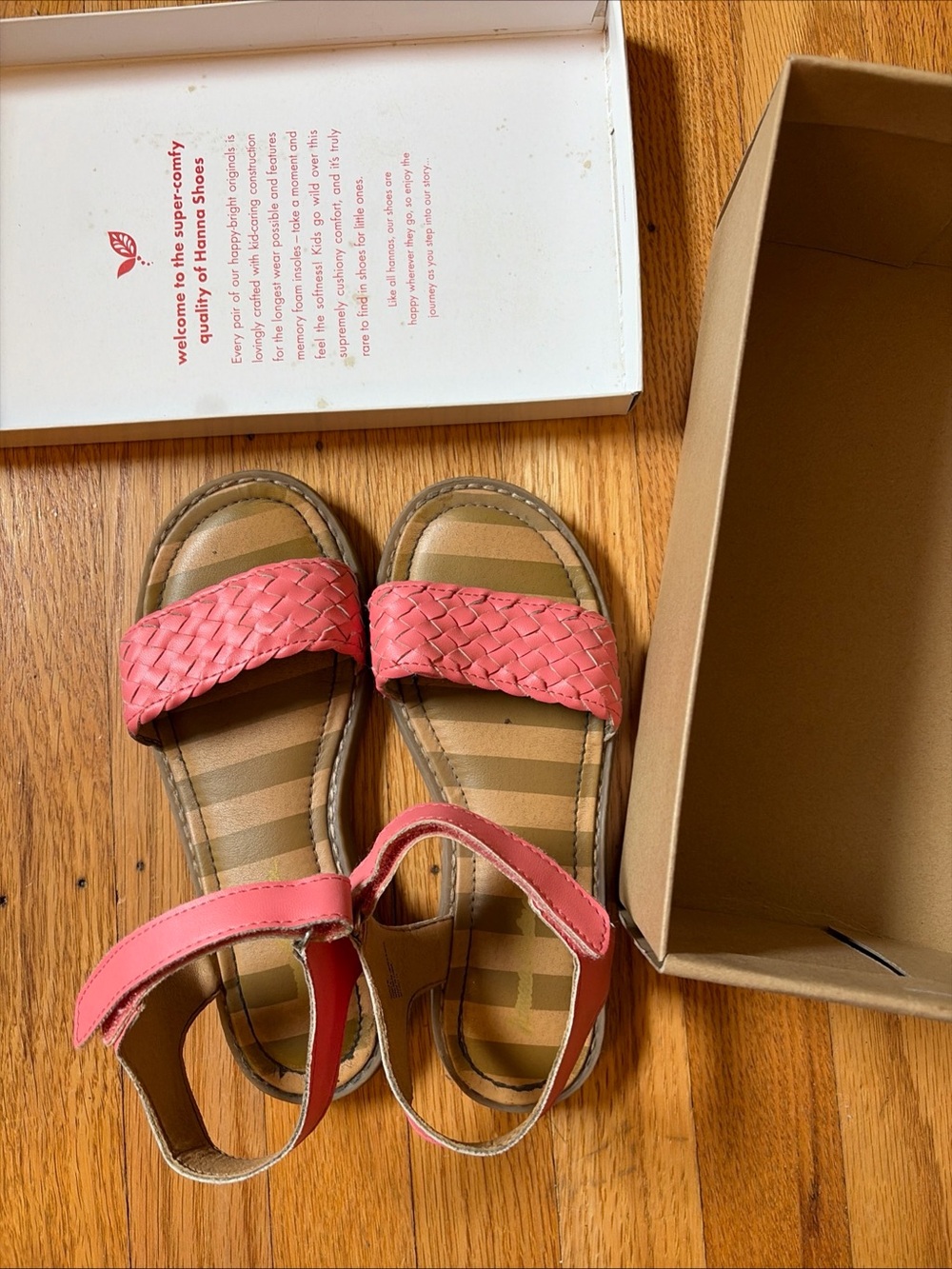 Hanna Andersson Girls Pink Braided Strap Sandals sz 2 youth girls kids shoes